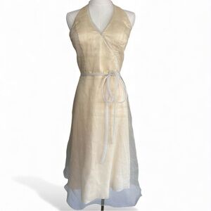 Y2K WATTERS&WATTERS Halter Midi Dress Sheer Organza Overlay Romantic Fairy Sz 8